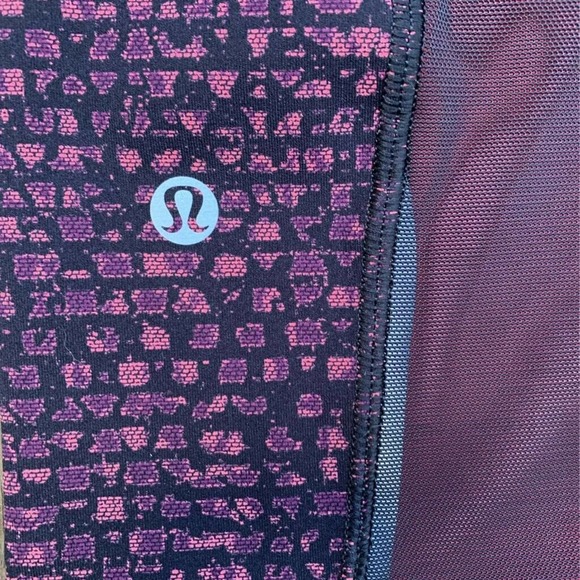Lululemon Womens Activewear Leggings Pants Black Purple Geometric Pockets 6 - Picture 4 of 10
